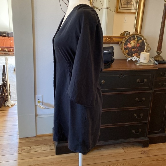 Zara Fillsens Women Dress Small Off Black Soft Elastic Waist V-Neck - Picture 3 of 7